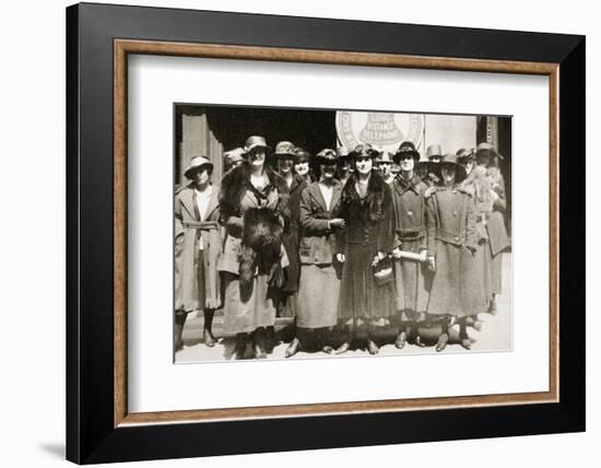 Female telephone operators on strike in Boston, Massachusetts, USA, 1919-Unknown-Framed Photographic Print