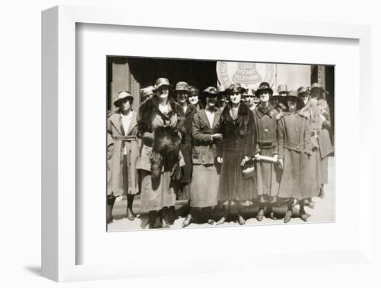 Female telephone operators on strike in Boston, Massachusetts, USA, 1919-Unknown-Framed Photographic Print