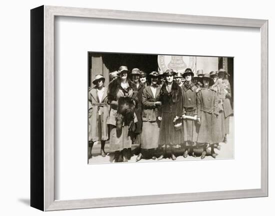 Female telephone operators on strike in Boston, Massachusetts, USA, 1919-Unknown-Framed Photographic Print