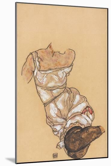 Female Torso in Lingerie and Black Stockings. 1917-Egon Schiele-Mounted Giclee Print