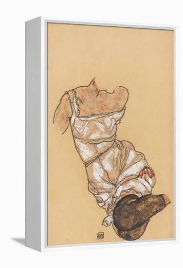 Female Torso in Lingerie and Black Stockings. 1917-Egon Schiele-Framed Premier Image Canvas