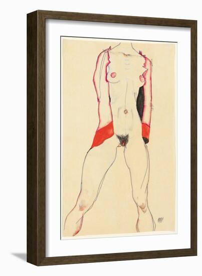 Female Torso; Weiblicher Torso, 1913 (Gouache, Watercolour and Pencil on Paper)-Egon Schiele-Framed Giclee Print