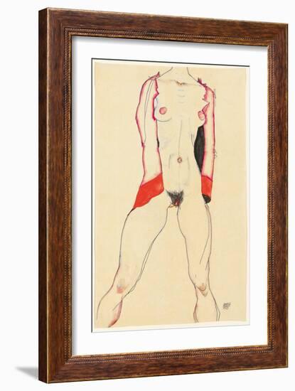 Female Torso; Weiblicher Torso, 1913 (Gouache, Watercolour and Pencil on Paper)-Egon Schiele-Framed Giclee Print