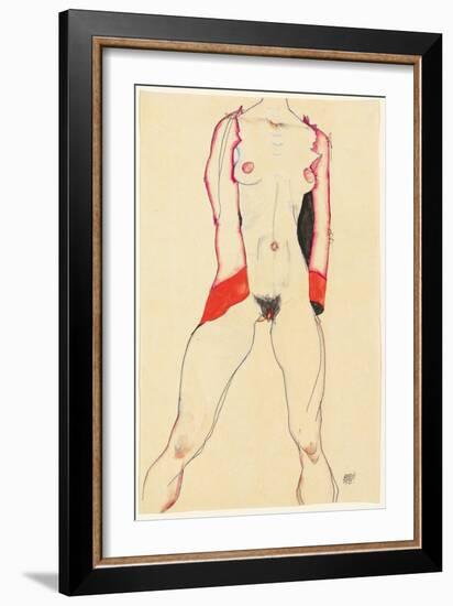 Female Torso; Weiblicher Torso, 1913 (Gouache, Watercolour and Pencil on Paper)-Egon Schiele-Framed Giclee Print