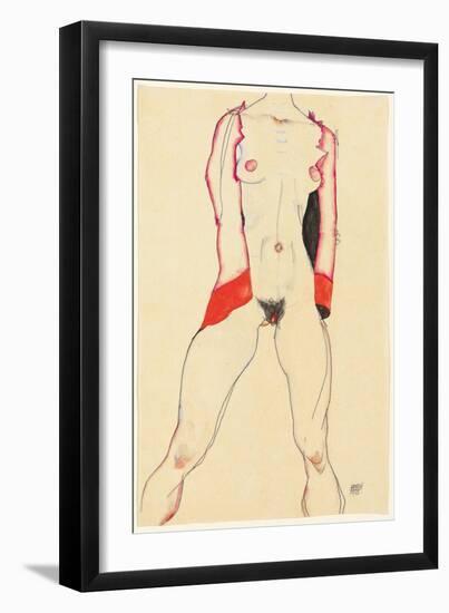 Female Torso; Weiblicher Torso, 1913 (Gouache, Watercolour and Pencil on Paper)-Egon Schiele-Framed Giclee Print