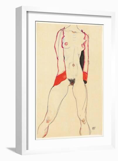 Female Torso; Weiblicher Torso, 1913 (Gouache, Watercolour and Pencil on Paper)-Egon Schiele-Framed Giclee Print