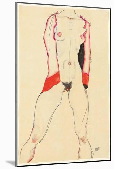 Female Torso; Weiblicher Torso, 1913 (Gouache, Watercolour and Pencil on Paper)-Egon Schiele-Mounted Giclee Print