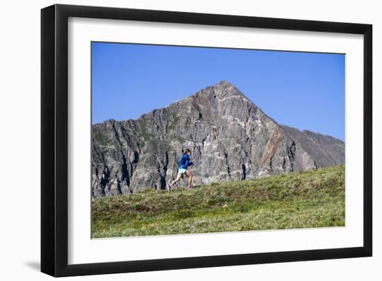 Female Trail Runner In The High Alpine In The Colorado Rockies-Liam Doran-Framed Photographic Print