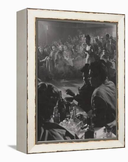 Female Vocalist Entertains Patrons at Cafe Society Downtown-Gjon Mili-Framed Premier Image Canvas