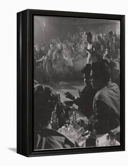 Female Vocalist Entertains Patrons at Cafe Society Downtown-Gjon Mili-Framed Premier Image Canvas