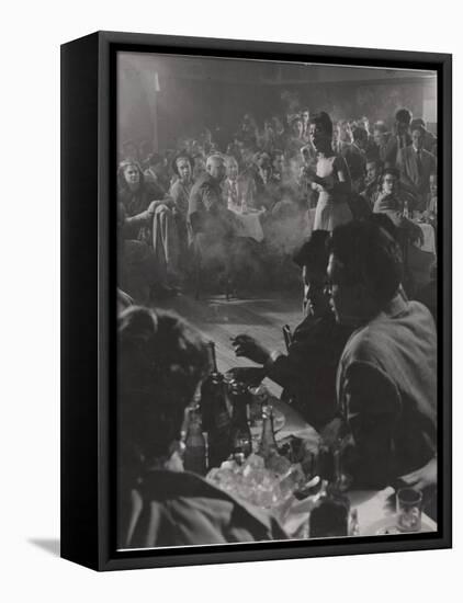 Female Vocalist Entertains Patrons at Cafe Society Downtown-Gjon Mili-Framed Premier Image Canvas