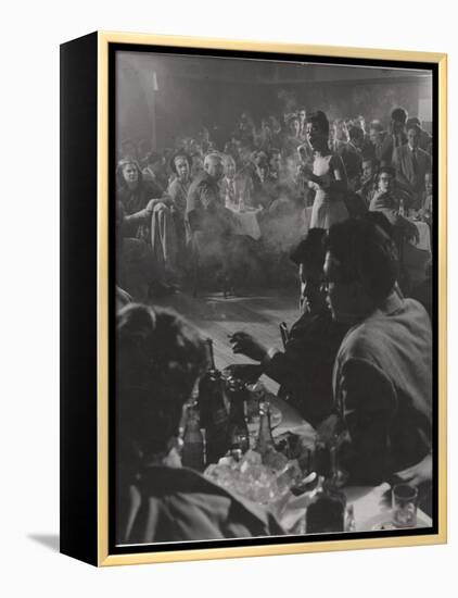 Female Vocalist Entertains Patrons at Cafe Society Downtown-Gjon Mili-Framed Premier Image Canvas