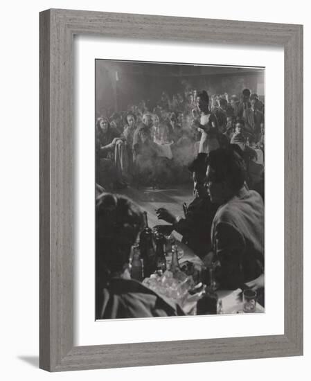 Female Vocalist Entertains Patrons at Cafe Society Downtown-Gjon Mili-Framed Photographic Print