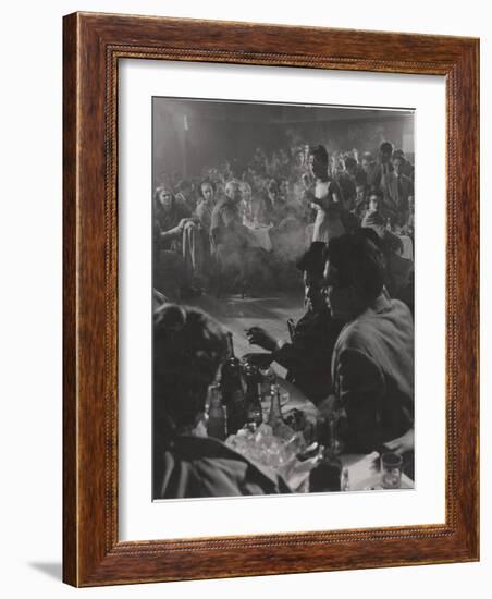 Female Vocalist Entertains Patrons at Cafe Society Downtown-Gjon Mili-Framed Photographic Print