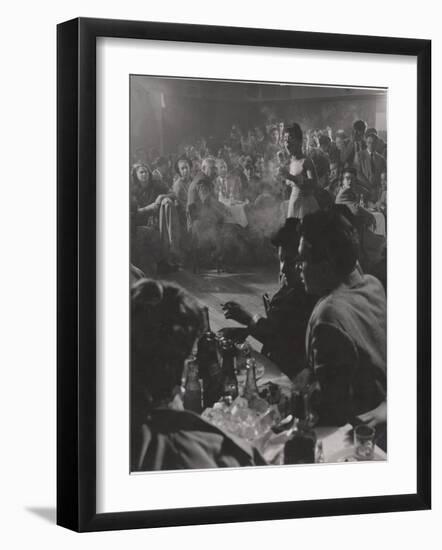 Female Vocalist Entertains Patrons at Cafe Society Downtown-Gjon Mili-Framed Photographic Print