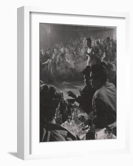 Female Vocalist Entertains Patrons at Cafe Society Downtown-Gjon Mili-Framed Photographic Print