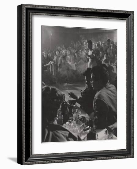 Female Vocalist Entertains Patrons at Cafe Society Downtown-Gjon Mili-Framed Photographic Print