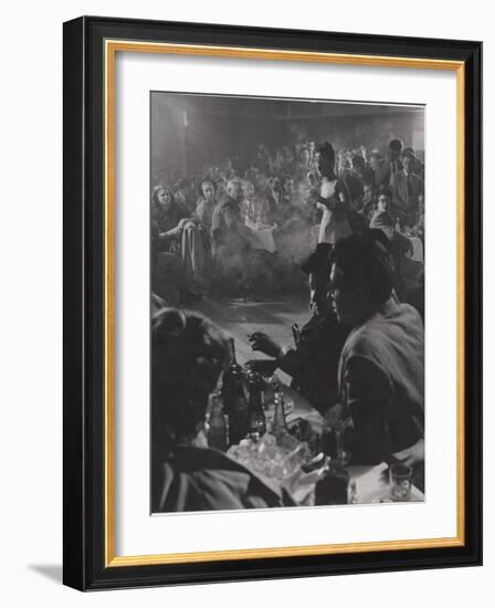 Female Vocalist Entertains Patrons at Cafe Society Downtown-Gjon Mili-Framed Photographic Print