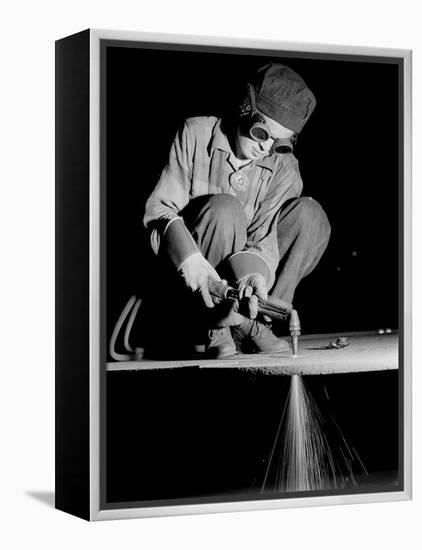 Female Welder at Work in a Steel Mill, Replacing Men Called to Duty During World War II-Margaret Bourke-White-Framed Premier Image Canvas