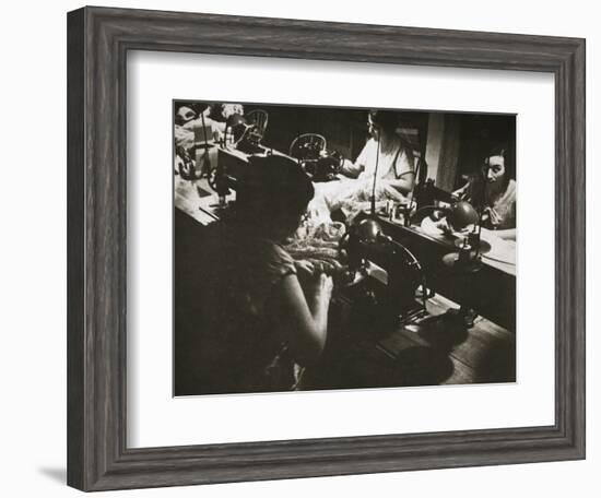 Female workers at a negligee factory in midtown Manhattan, New York, USA, 1920s-Unknown-Framed Photographic Print