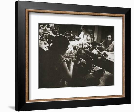 Female workers at a negligee factory in midtown Manhattan, New York, USA, 1920s-Unknown-Framed Photographic Print