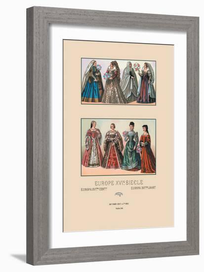 Feminine Dress of the French and Italian Aristocracy, Sixteenth Century-Racinet-Framed Art Print