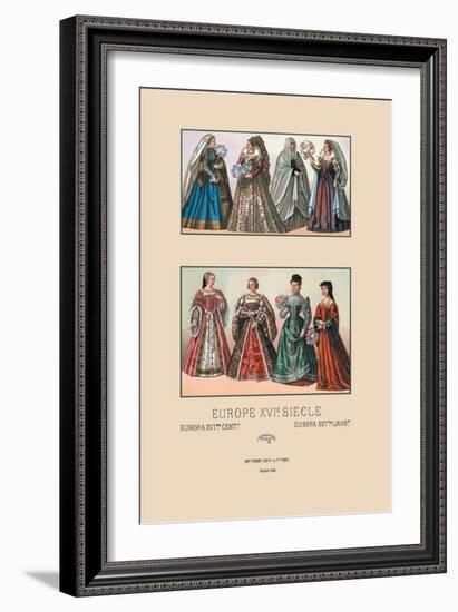 Feminine Dress of the French and Italian Aristocracy, Sixteenth Century-Racinet-Framed Art Print