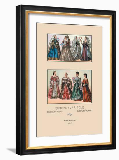 Feminine Dress of the French and Italian Aristocracy, Sixteenth Century-Racinet-Framed Art Print