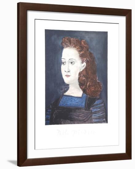 Femme a la Collerette Bleue-Pablo Picasso-Framed Collectable Print