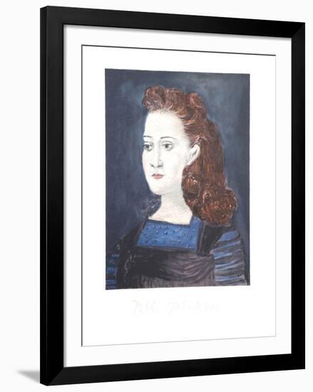 Femme a la Collerette Bleue-Pablo Picasso-Framed Collectable Print