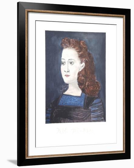 Femme a la Collerette Bleue-Pablo Picasso-Framed Collectable Print