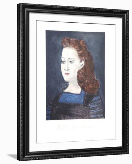 Femme a la Collerette Bleue-Pablo Picasso-Framed Collectable Print