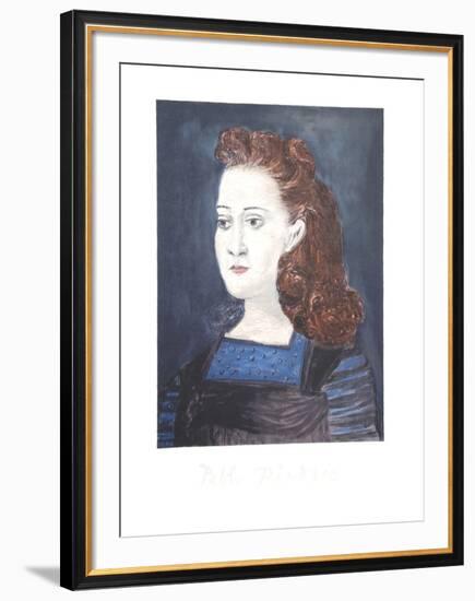 Femme a la Collerette Bleue-Pablo Picasso-Framed Collectable Print