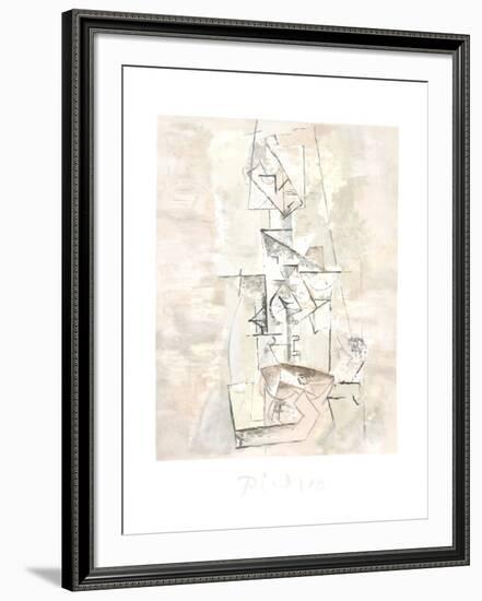 Femme a la Mandoline (Madmoiselle Leonie assie)-Pablo Picasso-Framed Collectable Print