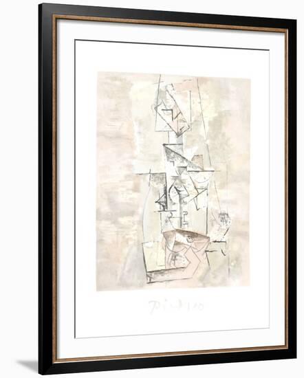 Femme a la Mandoline (Madmoiselle Leonie assie)-Pablo Picasso-Framed Collectable Print