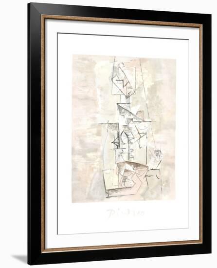 Femme a la Mandoline (Madmoiselle Leonie assie)-Pablo Picasso-Framed Collectable Print