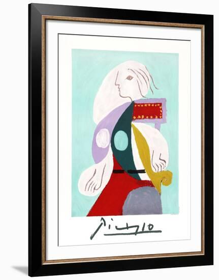 Femme a la Robe Multicolore-Pablo Picasso-Framed Collectable Print