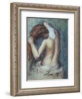 Femme a Sa Toilette, C.1895 (Pastel on Paper)-Edgar Degas-Framed Premium Giclee Print