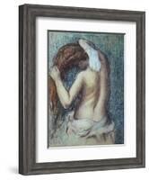 Femme a Sa Toilette, C.1895 (Pastel on Paper)-Edgar Degas-Framed Premium Giclee Print