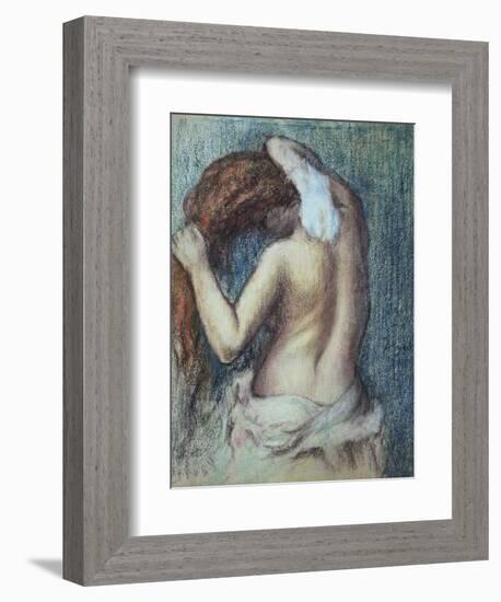 Femme a Sa Toilette, C.1895 (Pastel on Paper)-Edgar Degas-Framed Premium Giclee Print