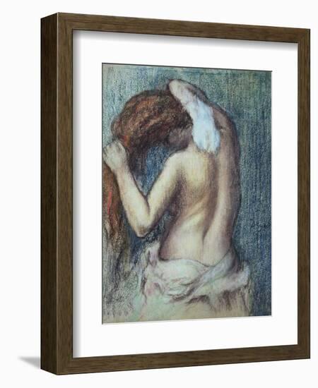 Femme a Sa Toilette, C.1895 (Pastel on Paper)-Edgar Degas-Framed Premium Giclee Print