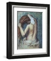 Femme a Sa Toilette, C.1895 (Pastel on Paper)-Edgar Degas-Framed Premium Giclee Print