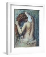 Femme a Sa Toilette, C.1895 (Pastel on Paper)-Edgar Degas-Framed Premium Giclee Print