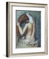 Femme a Sa Toilette, C.1895 (Pastel on Paper)-Edgar Degas-Framed Premium Giclee Print