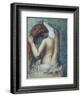 Femme a Sa Toilette, C.1895 (Pastel on Paper)-Edgar Degas-Framed Premium Giclee Print