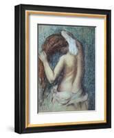 Femme a Sa Toilette, C.1895 (Pastel on Paper)-Edgar Degas-Framed Premium Giclee Print