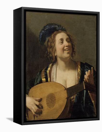 Femme accordant un luth-Gerrit Van Honthorst-Framed Premier Image Canvas