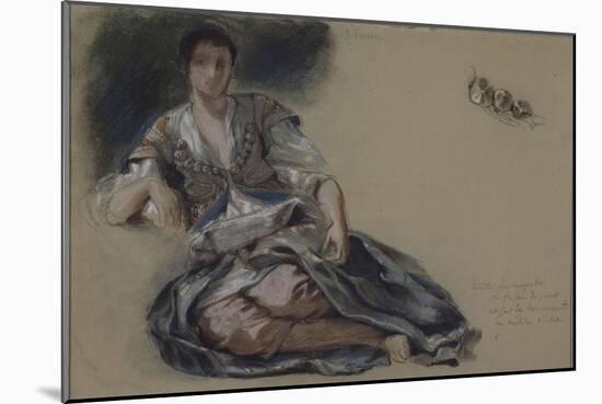 Femme arabe assise à terre et études de boutons;Etude pour" Les Femmes d'Alger"; vers 1833-1834-Eugene Delacroix-Mounted Giclee Print