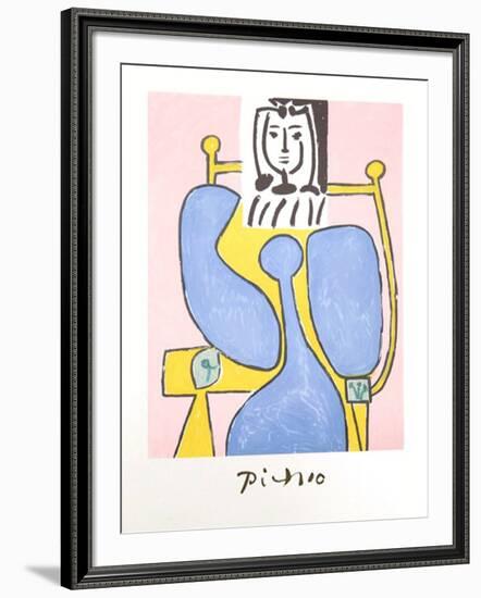 Femme Assise a la Robe Bleue-Pablo Picasso-Framed Collectable Print