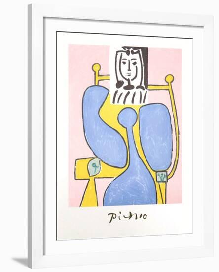 Femme Assise a la Robe Bleue-Pablo Picasso-Framed Collectable Print